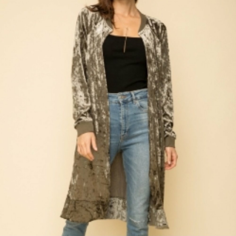 Anthropologie Hem & Thread Velvet Cardigan Jacket